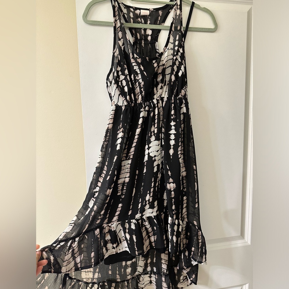 Black Printed Dress with Slip. Size small.